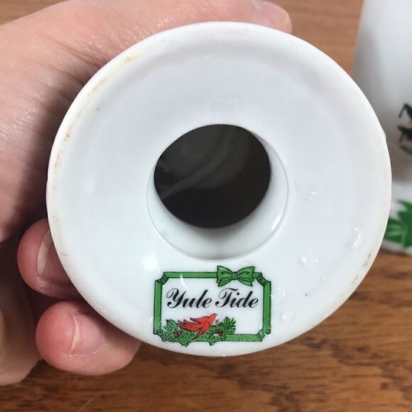 Yule Tide Candlestick Holders pair, Christmas tree Spode like 4” tall EUC - Picture 3 of 3